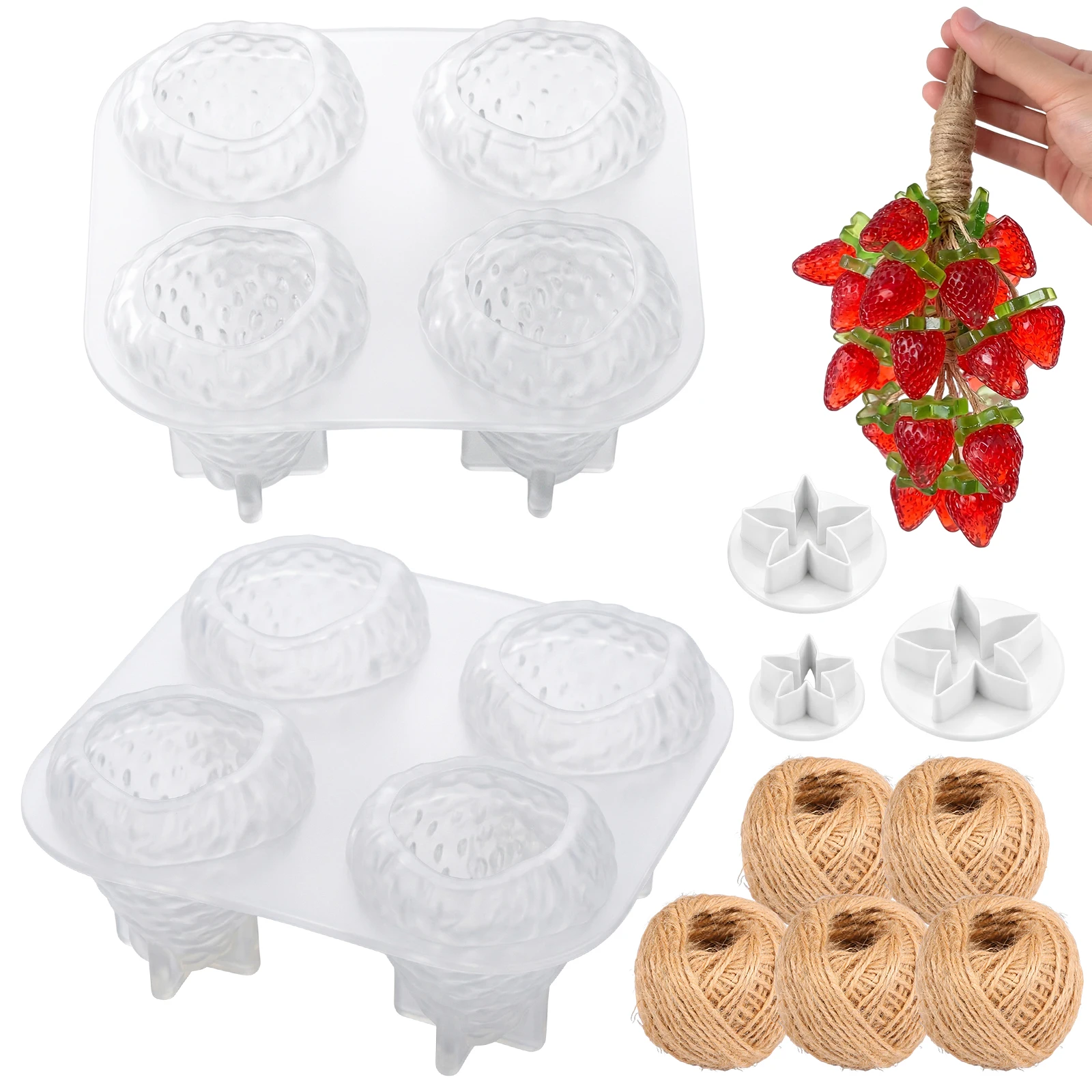 Soap Making Diy Kit - 2 Adet Çilek Şeklinde Sabun Kalıbı,